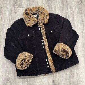 Walt Disney World Dark Brown Western Faux Fur Corduroy Jacket
